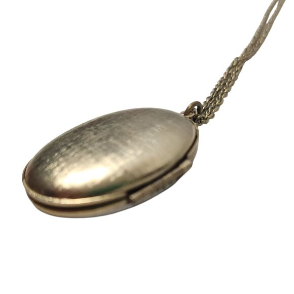 Vintage Enamel Floral Oval Locket Necklace With 24" Long Chain Gold Tone - Picture 8 of 8